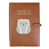 Porta Cartão de Vacina Coruja em Couro Personalizado