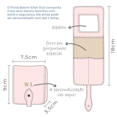 Porta Batom Ester Duo Pink Prada Pronta Entrega