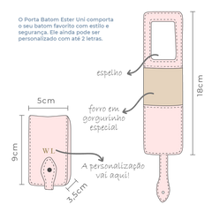 Porta Batom Ester Uni em Couro Personalizada