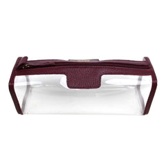 Necessaire Make Up Off White Liso com Burgundy Liso Pronta Entrega