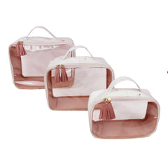 Kit Necessaire Crystal com 3 Estampa Fadinha em Couro Personalizada