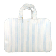 Mala de Bebê Tag Laço Estampa Listras Azuis com Algodão Doce Liso Pronta Entrega