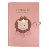 Porta Cartão de Vacina Leoa em Couro Personalizado