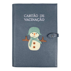 Porta Cartão de Vacina Boneco de Neve + Caderneta de Saúde Impressa em Couro Personalizado