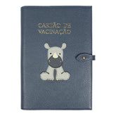 Porta Cartão de Vacina Rinoceronte + Caderneta de Saúde Impressa em Couro Personalizado