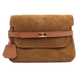 Bolsa Adele Camurça Caju com Caramelo Liso Pronta Entrega