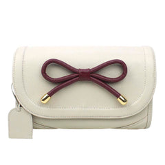Bolsa Clémence Laço Codornê Off White Liso com Burgundy Liso
