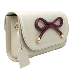 Bolsa Clémence Laço Codornê Off White Liso com Burgundy Liso