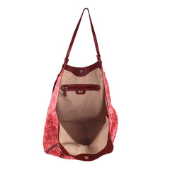 Bolsa Alix Estampa Paisley Vermelho com Burgundy Liso Pronta Entrega