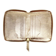 Carteira de Dinheiro Zíper P Dourado Pronta Entrega