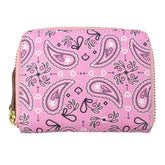 Carteira de Dinheiro Zíper P Estampa Paisley Rosa Pronta Entrega