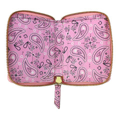 Carteira de Dinheiro Zíper P Estampa Paisley Rosa Pronta Entrega