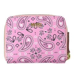 Carteira de Dinheiro Zíper P Estampa Paisley Rosa Pronta Entrega