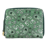 Carteira de Dinheiro Zíper P Estampa Paisley Verde Pronta Entrega