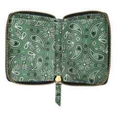 Carteira de Dinheiro Zíper P Estampa Paisley Verde Pronta Entrega