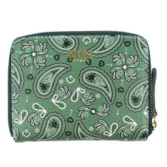Carteira de Dinheiro Zíper P Estampa Paisley Verde Pronta Entrega