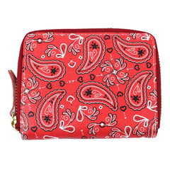 Carteira de Dinheiro Zíper P Estampa Paisley Vermelho Pronta Entrega