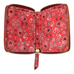Carteira de Dinheiro Zíper P Estampa Paisley Vermelho Pronta Entrega