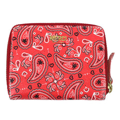 Carteira de Dinheiro Zíper P Estampa Paisley Vermelho Pronta Entrega