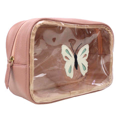 Necessaire Anne Beach Borboleta em Couro e Vinil Personalizada