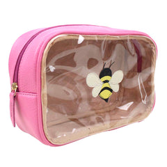 Necessaire Anne Beach Abelha em Couro e Vinil Personalizada