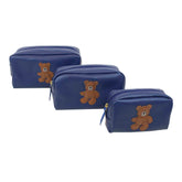 Kit Necessaire Urso Teddy Azul Safira com Caramelo Liso e Azul Cobalto Pronta Entrega
