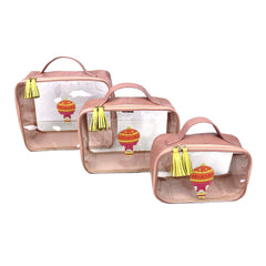 Kit Necessaire Crystal com 3 Balão Sarah em Couro Personalizada
