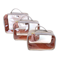 Kit Necessaire Crystal com 3 em Couro e Vinil Personalizado
