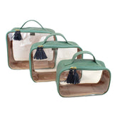 Kit Necessaire Crystal com 3 Jade com Marinho Liso Pronta Entrega