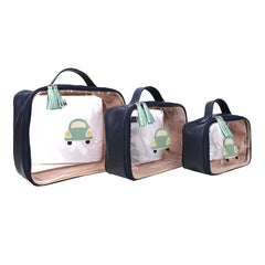 Kit Necessaire Crystal com 3 Little Car em Couro Personalizada