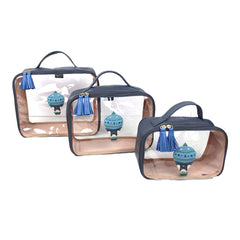 Kit Necessaire Crystal com 3 Balão Otto em Couro Personalizada