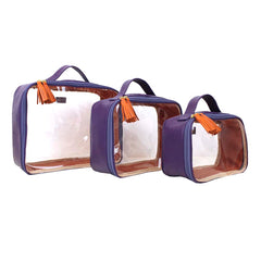 Kit Necessaire Crystal com 3 Purple com Tangerina Liso Pronta Entrega