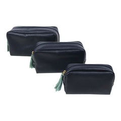 Kit Necessaire Julie com 3 Marinho Liso com Jade Pronta Entrega