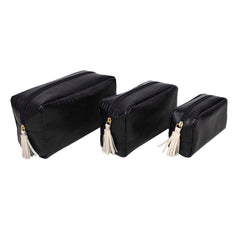 Kit Necessaire Julie com 3 Preto Paris com Off White Liso Pronta Entrega