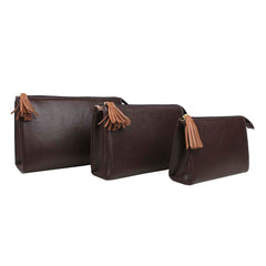 Kit Necessaire Louise Café com Caramelo Liso Pronta Entrega