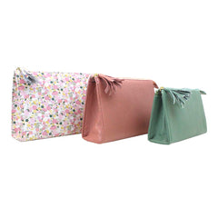 Kit Necessaire Louise Estampa Ditsy Rosa em Couro Personalizada