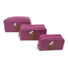 Kit Necessaire Ursa Teddy Rosa Blush com Rosa Nuvem Pronta Entrega