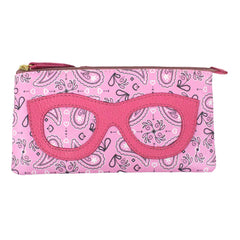 Porta Óculos Lunettes Estampa Paisley Rosa com Rosa Orquídea Pronta Entrega