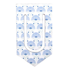 Marcador de Livro Clipes Estampa Leque Azul Pronta Entrega