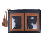 Necessaire + Porta Passaporte 2 Marinho Liso com Caramelo Liso Pronta Entrega