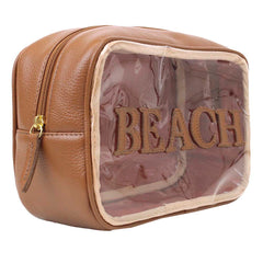 Necessaire Anne Beach Caramelo Liso Pronta Entrega