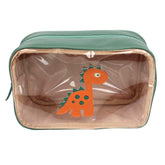 Necessaire Anne Beach Little Dino Jade com Tangerina Liso e Esmeralda Pronta Entrega