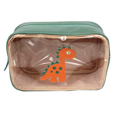 Necessaire Anne Beach Little Dino Jade com Tangerina Liso e Esmeralda Pronta Entrega