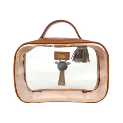 Necessaire Crystal P Girafinha Masculino Caramelo Liso com Cinza Claro Liso e Off White Liso Pronta Entrega