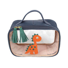 Necessaire Crystal P Little Dino Oceano com Esmeralda e Tangerina Liso Pronta Entrega