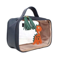 Necessaire Crystal P Little Dino Oceano com Esmeralda e Tangerina Liso Pronta Entrega