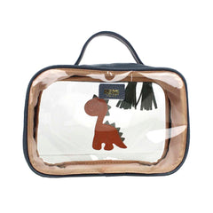 Necessaire Crystal P Little Dino Oceano com Esmeralda e Tangerina Liso Pronta Entrega