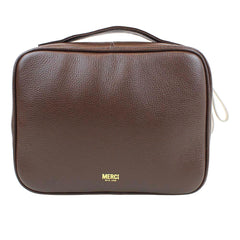 Necessaire Sarah Café com Off White Liso Pronta Entrega
