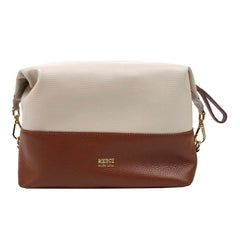 Necessaire Make Up Caramelo Liso com Off White Lesard Pronta Entrega