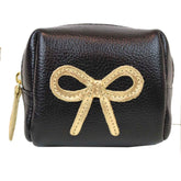 Necessaire Mami Mini Laço Rococó Preto Liso com Dourado Pronta Entrega